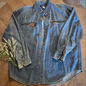 Jean Jacket with Scenic Embroidery